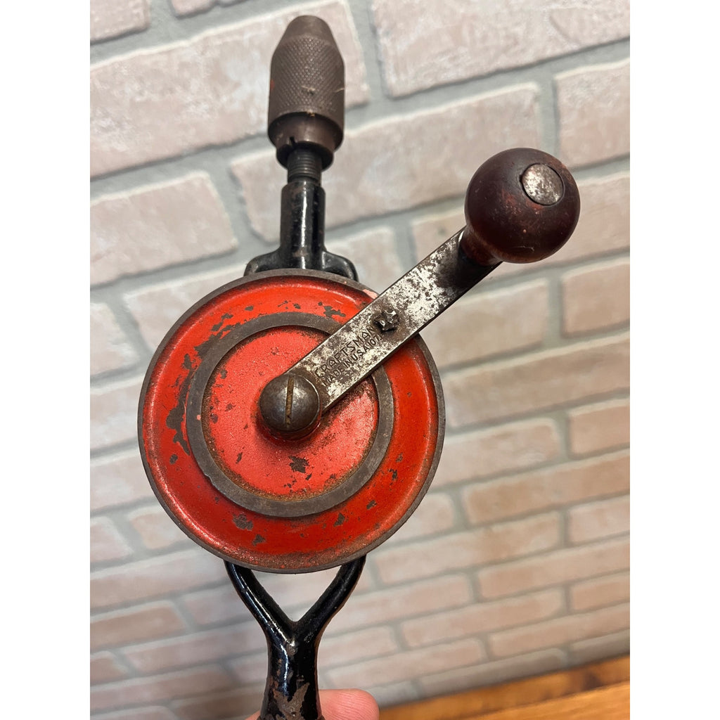 Vintage Craftsman Egg Beater Style Hand Crank Drill Auger Tool Antique Old