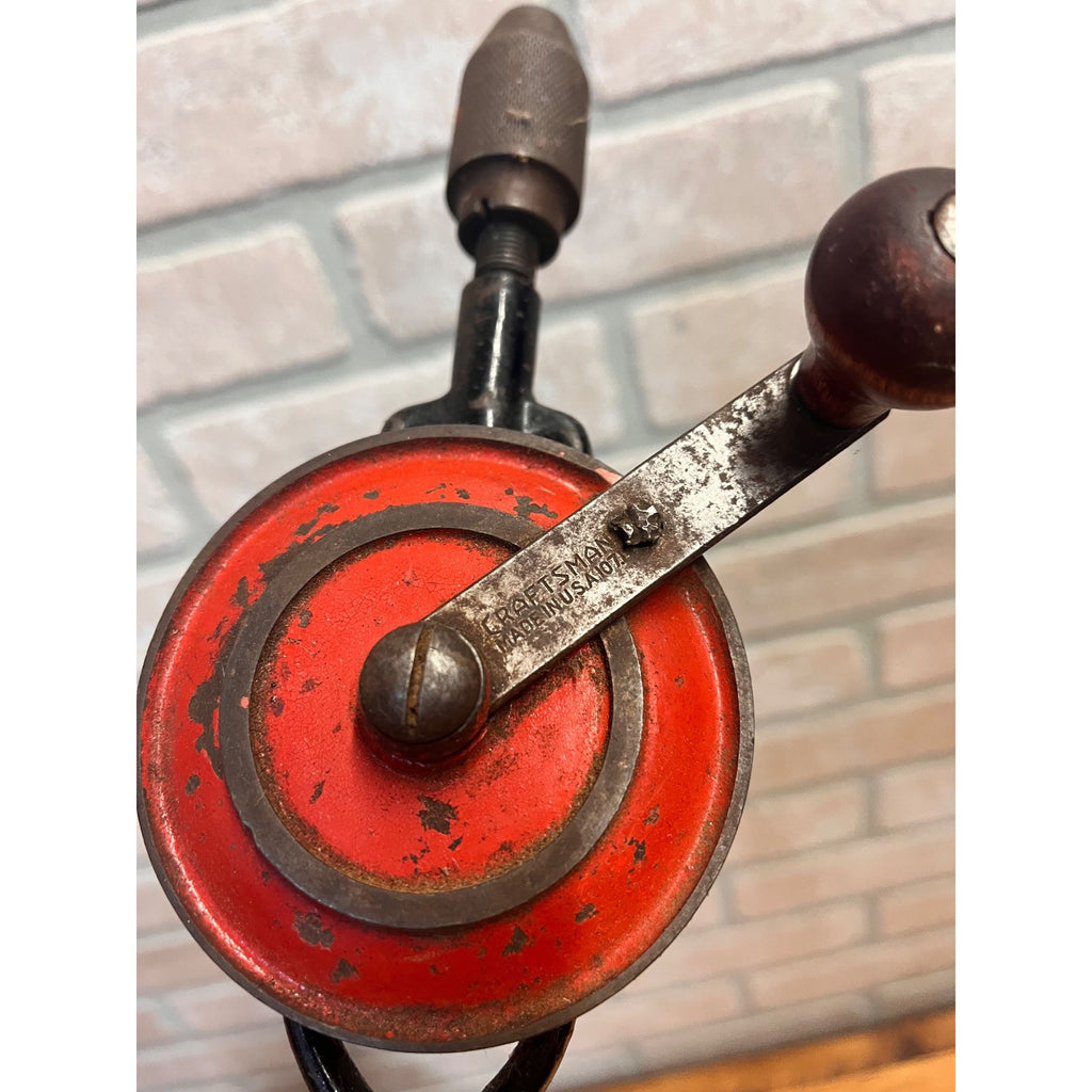 Vintage Craftsman Egg Beater Style Hand Crank Drill Auger Tool Antique Old