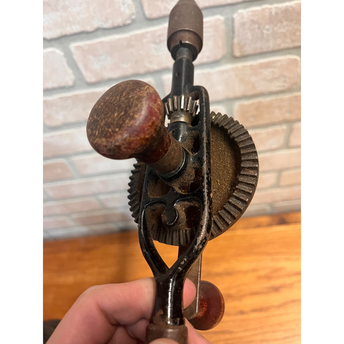 Vintage Craftsman Egg Beater Style Hand Crank Drill Auger Tool Antique Old