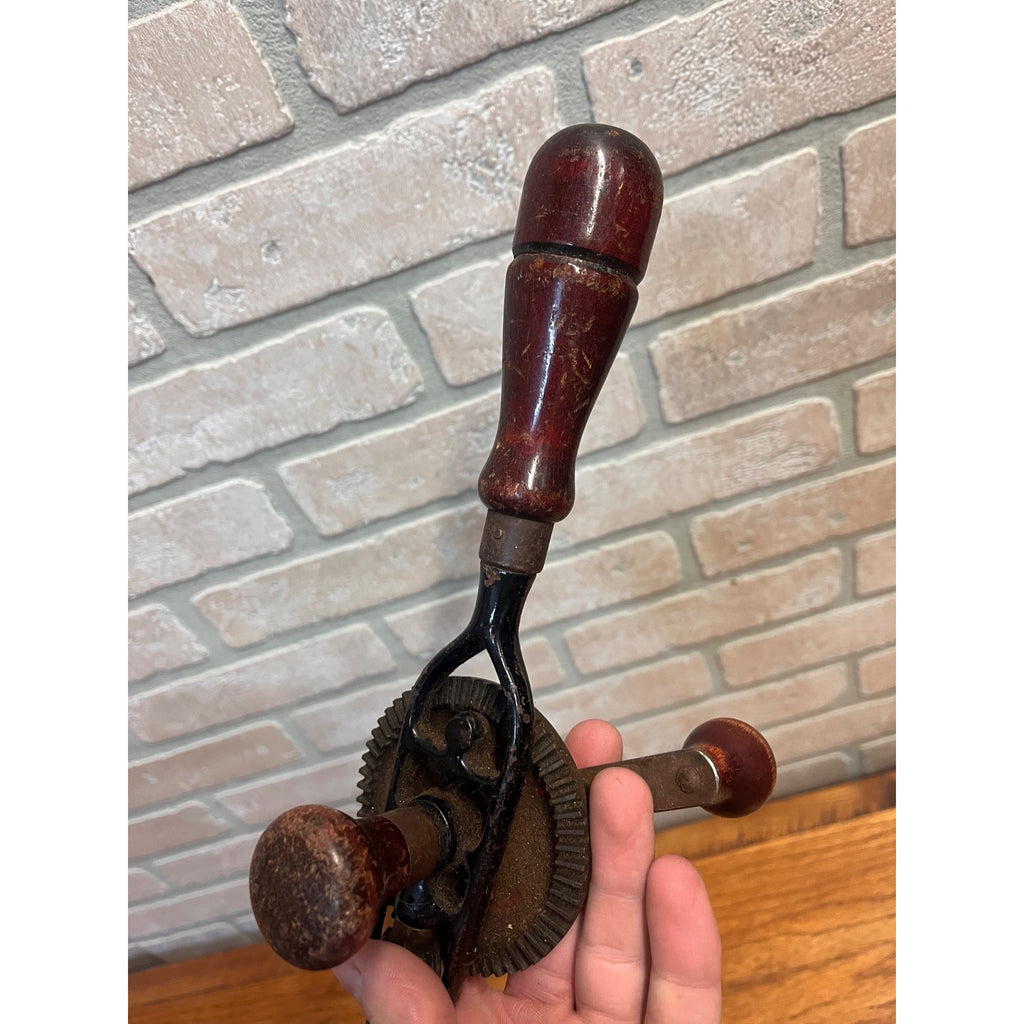 Vintage Craftsman Egg Beater Style Hand Crank Drill Auger Tool Antique Old