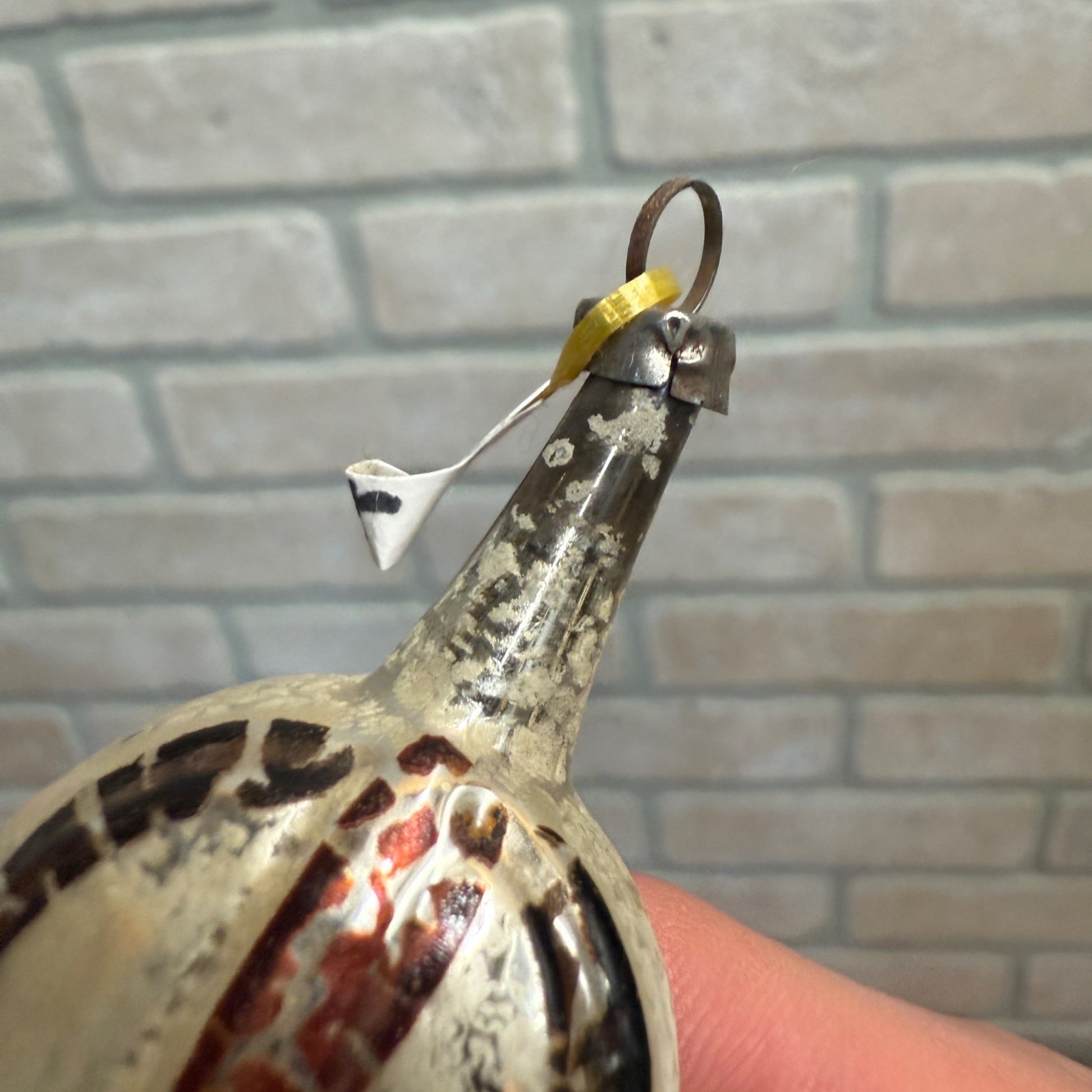 Vintage Antique Blown Mercury Glass Violin Instrument Christmas Ornament