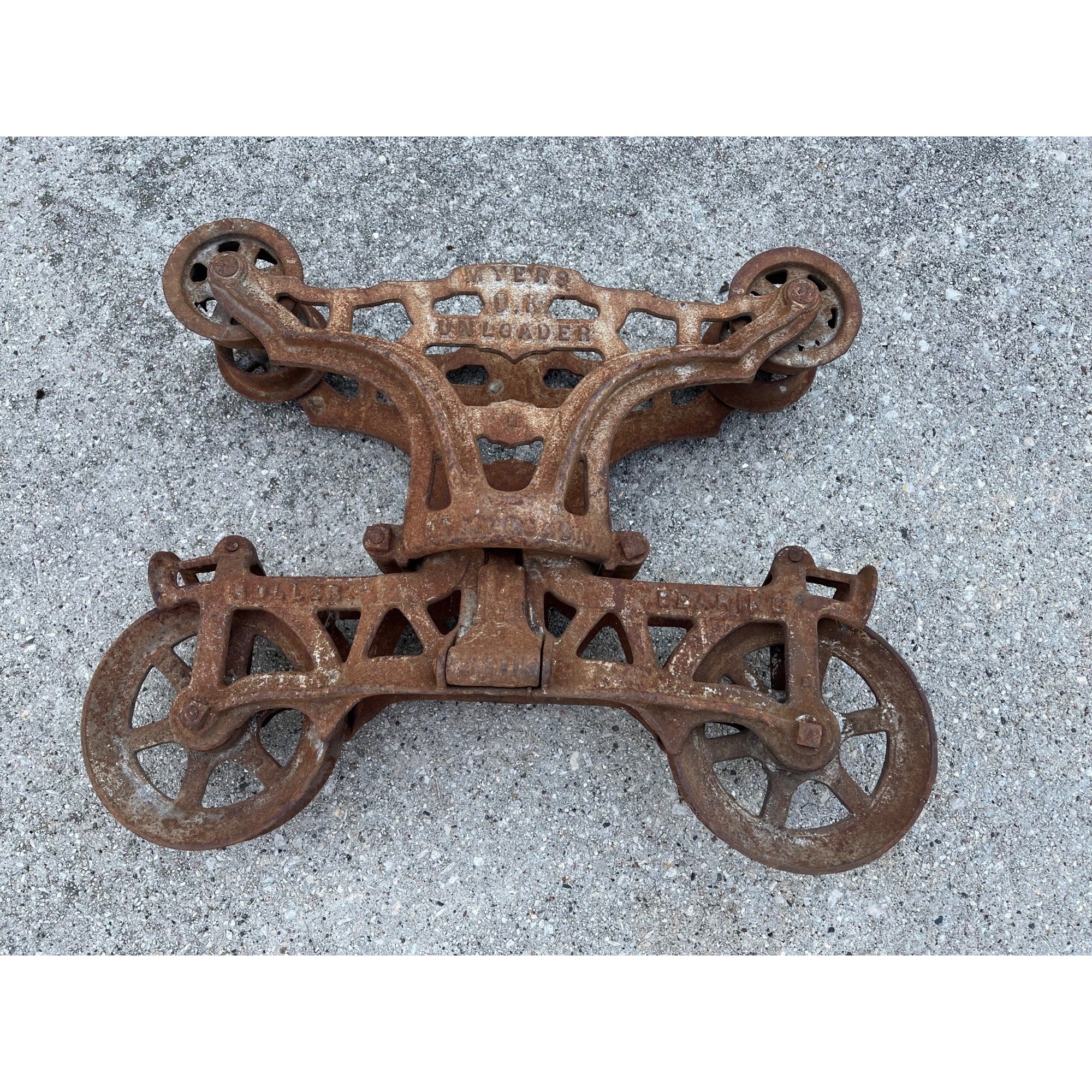 Antique F.E. Myer O.K. Unloader Cast Iron Farm Hay Trolley Barn Equipment