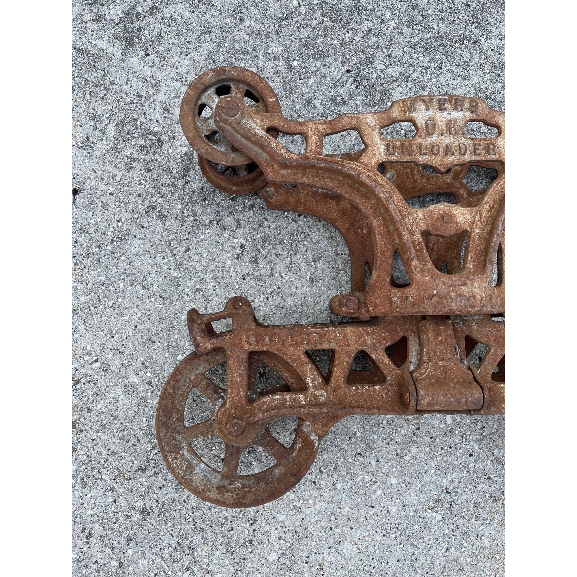 Antique F.E. Myer O.K. Unloader Cast Iron Farm Hay Trolley Barn Equipment
