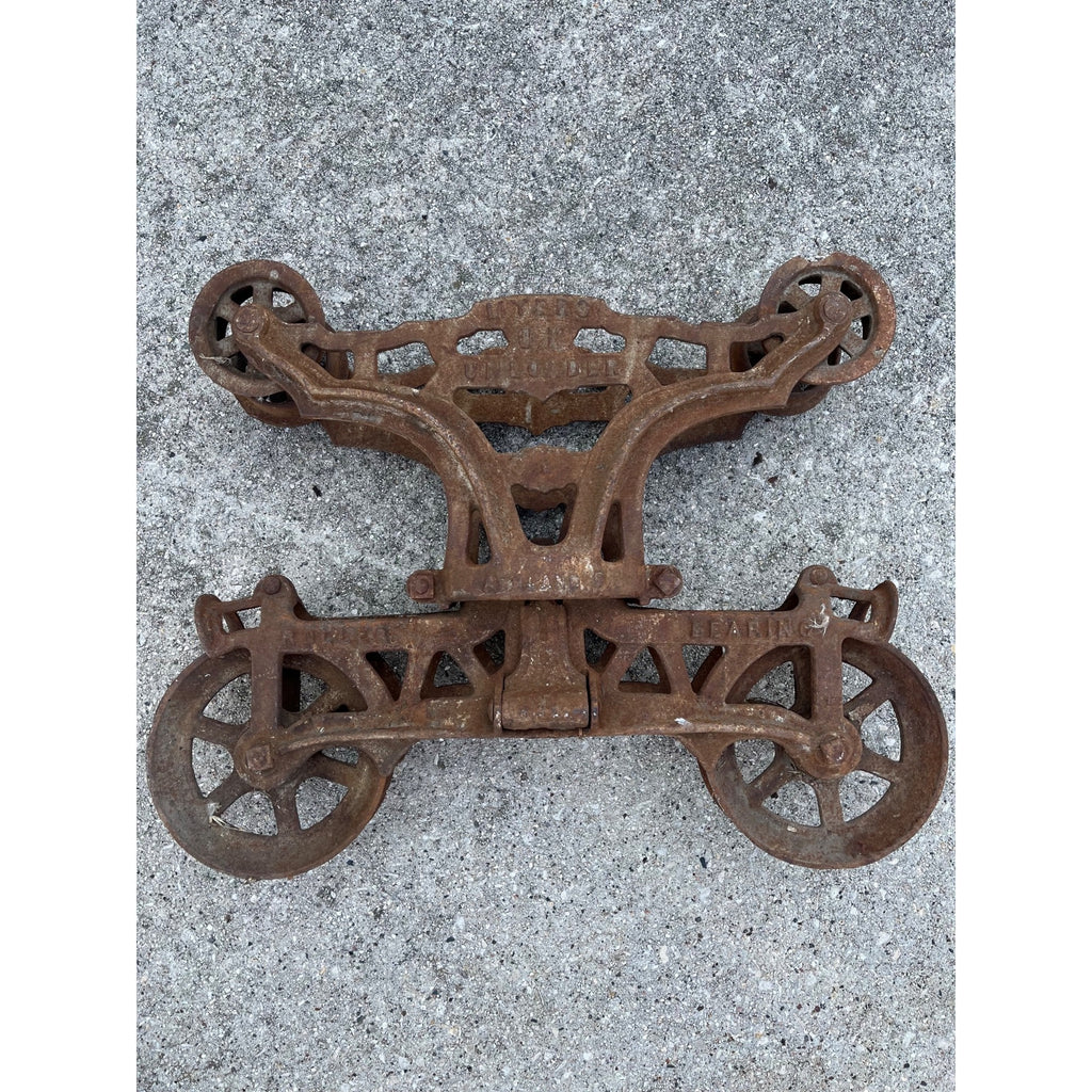 Antique F.E. Myer O.K. Unloader Cast Iron Farm Hay Trolley Barn Equipment