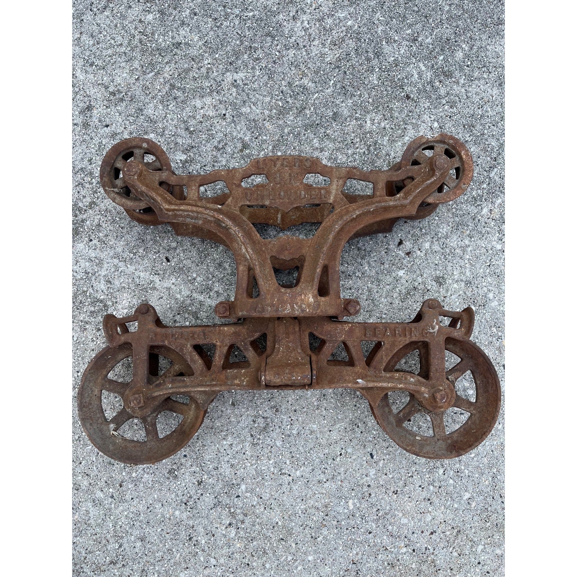 Antique F.E. Myer O.K. Unloader Cast Iron Farm Hay Trolley Barn Equipment