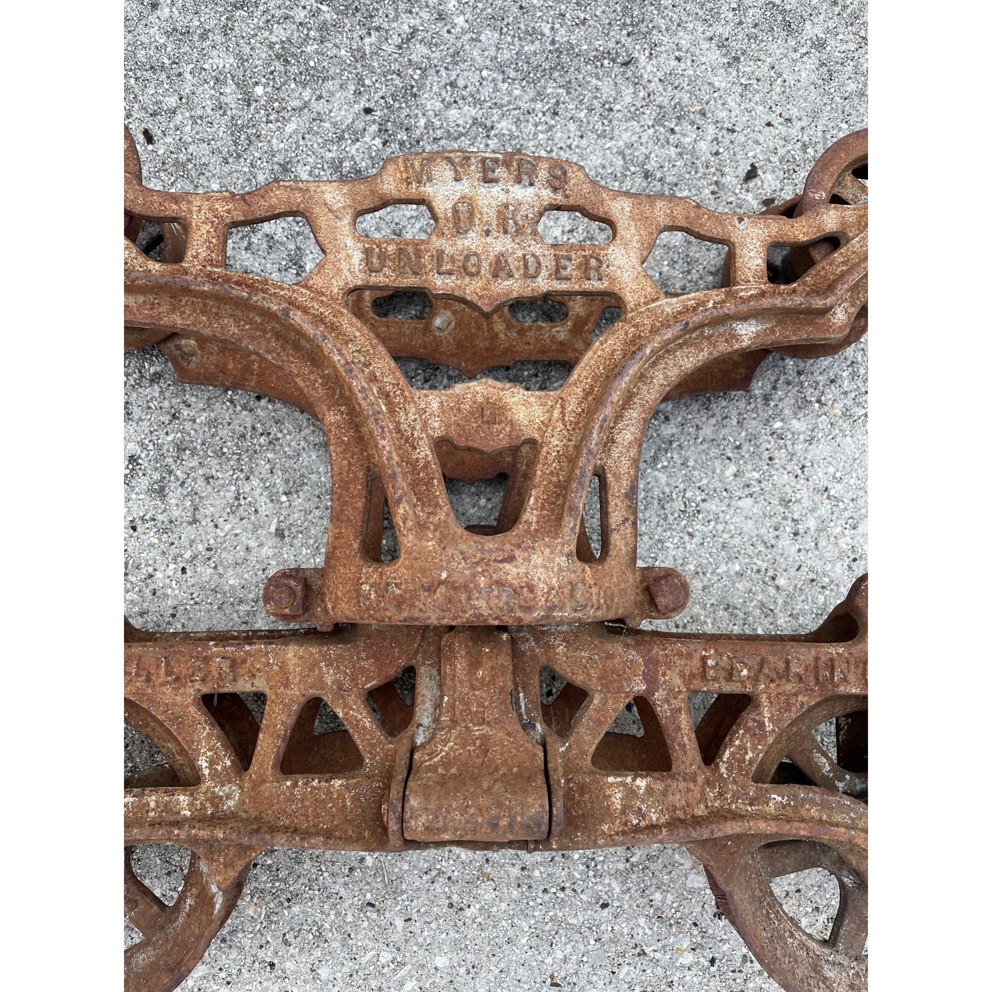 Antique F.E. Myer O.K. Unloader Cast Iron Farm Hay Trolley Barn Equipment