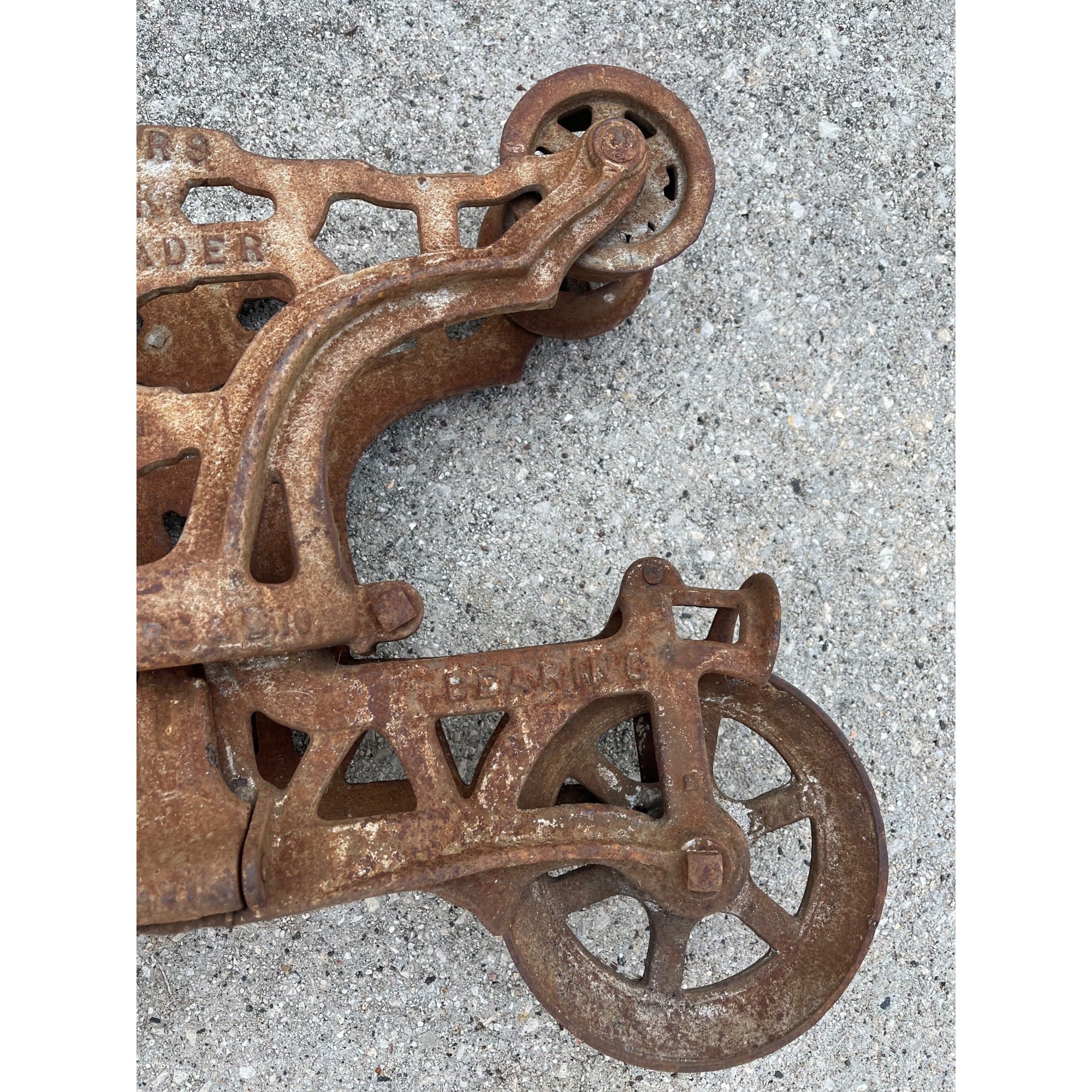 Antique F.E. Myer O.K. Unloader Cast Iron Farm Hay Trolley Barn Equipment
