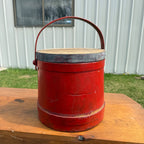 Antique Primitive 20th c. Wooden Firkin Red Paint AAFA Farmhouse Folk Art