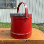 Antique Primitive 20th c. Wooden Firkin Red Paint AAFA Farmhouse Folk Art