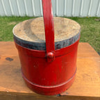 Antique Primitive 20th c. Wooden Firkin Red Paint AAFA Farmhouse Folk Art