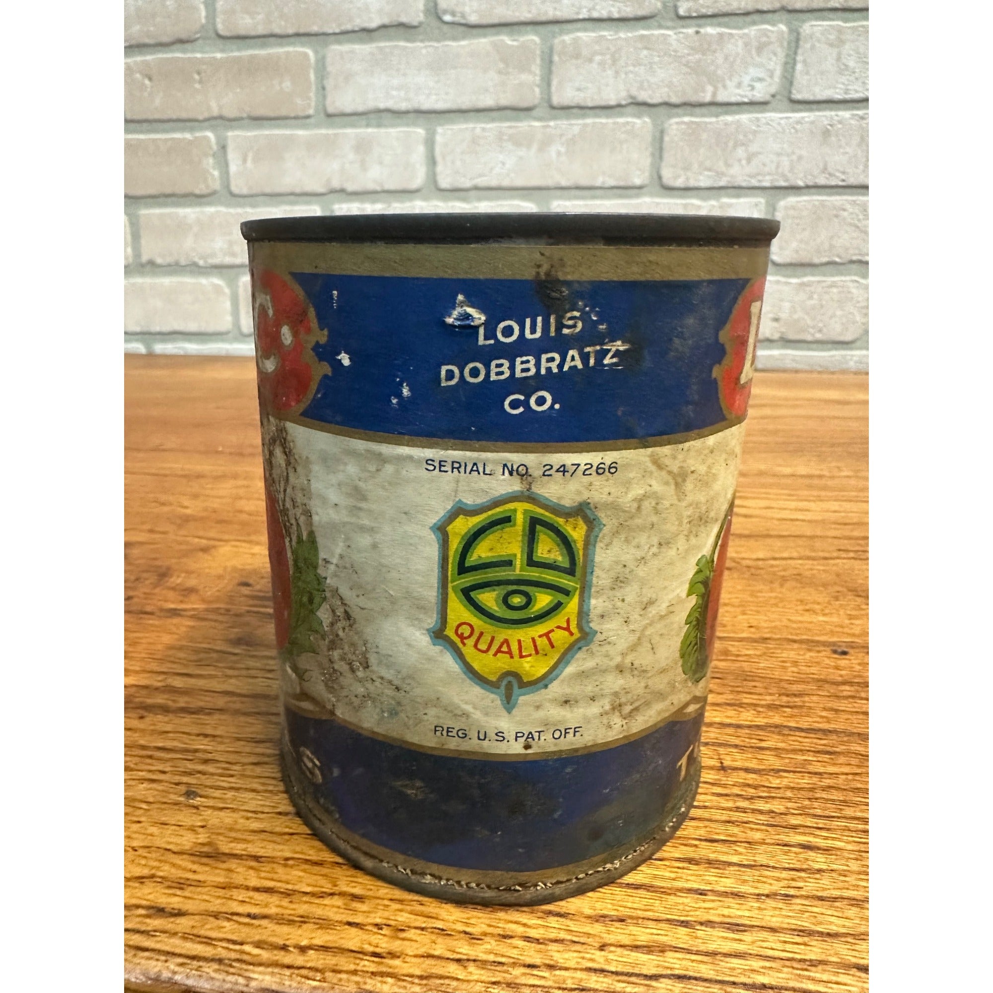 Vintage 1930s LDC Brand Tomatoes Vegetable Can Tin Milwaukee WI Louis Dobbratz Co