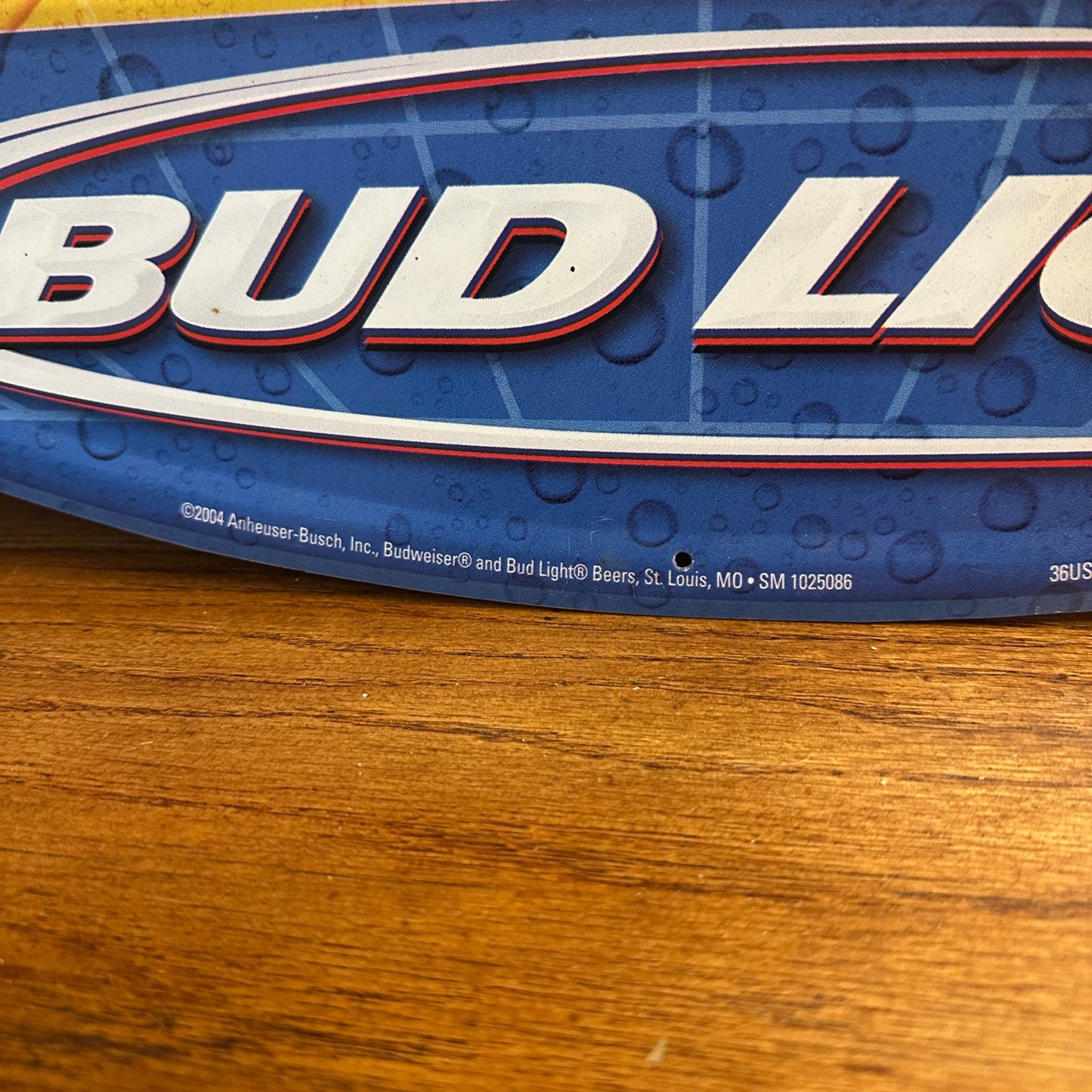 2004 BUDWEISER BUD LIGHT BEER TIN SIGN OLYMPICS PROUD SPONSOR MAN CAVE BAR