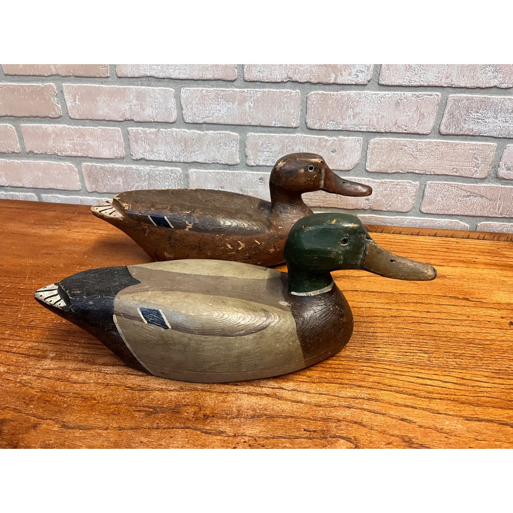 Ron Koch Vintage Mallard Pair Duck Decoy Vintage Wooden Decoy Omro Wisconsin WI