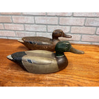 Ron Koch Vintage Mallard Pair Duck Decoy Vintage Wooden Decoy Omro Wisconsin WI