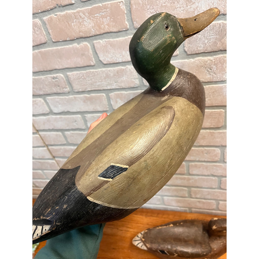 Ron Koch Vintage Mallard Pair Duck Decoy Vintage Wooden Decoy Omro Wisconsin WI