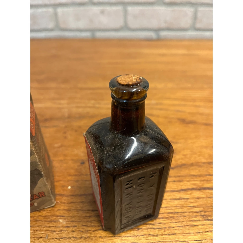 Antique Hill's Honey & Tar Compound Amber Bottle And Box Cough Medicine