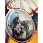 Rare Antique Circus Lithograph Poster Willsons Show Clown Lion England Litho Vtg