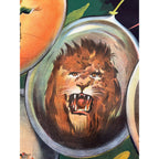 Rare Antique Circus Lithograph Poster Willsons Show Clown Lion England Litho Vtg