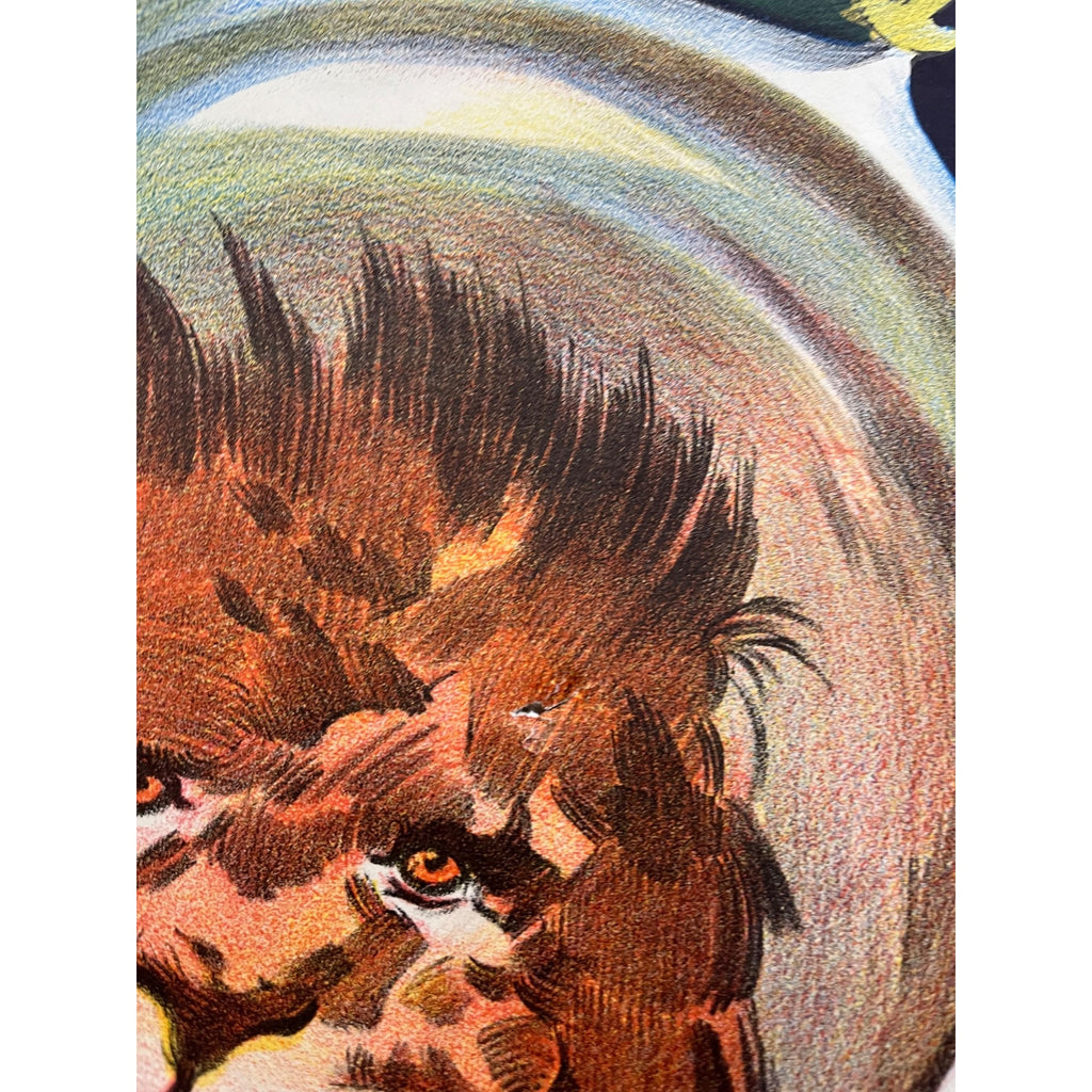 Rare Antique Circus Lithograph Poster Willsons Show Clown Lion England Litho Vtg