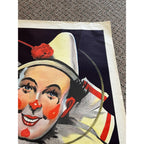 Rare Antique Circus Lithograph Poster Willsons Show Clown Lion England Litho Vtg