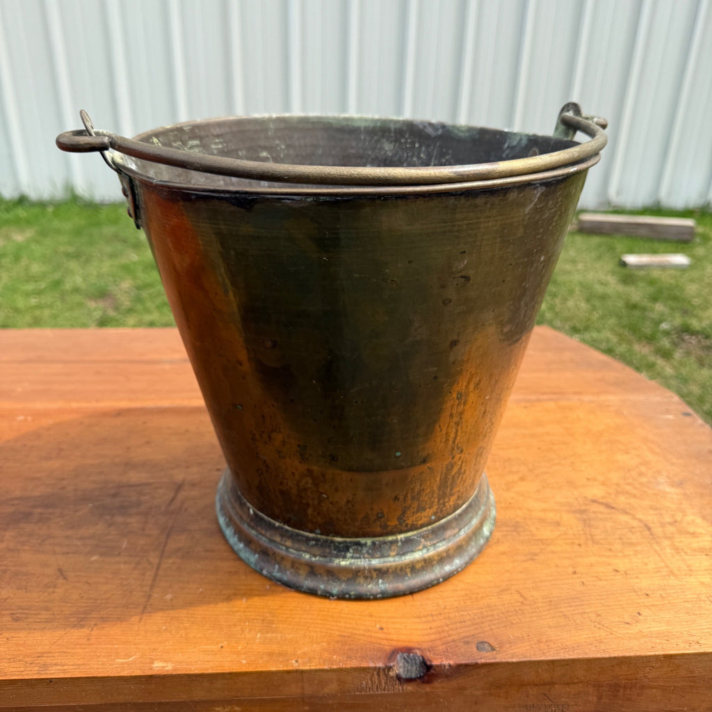 Antique Primitive Solid Brass Pail Bucket Milk Maple Syrup Farmhouse