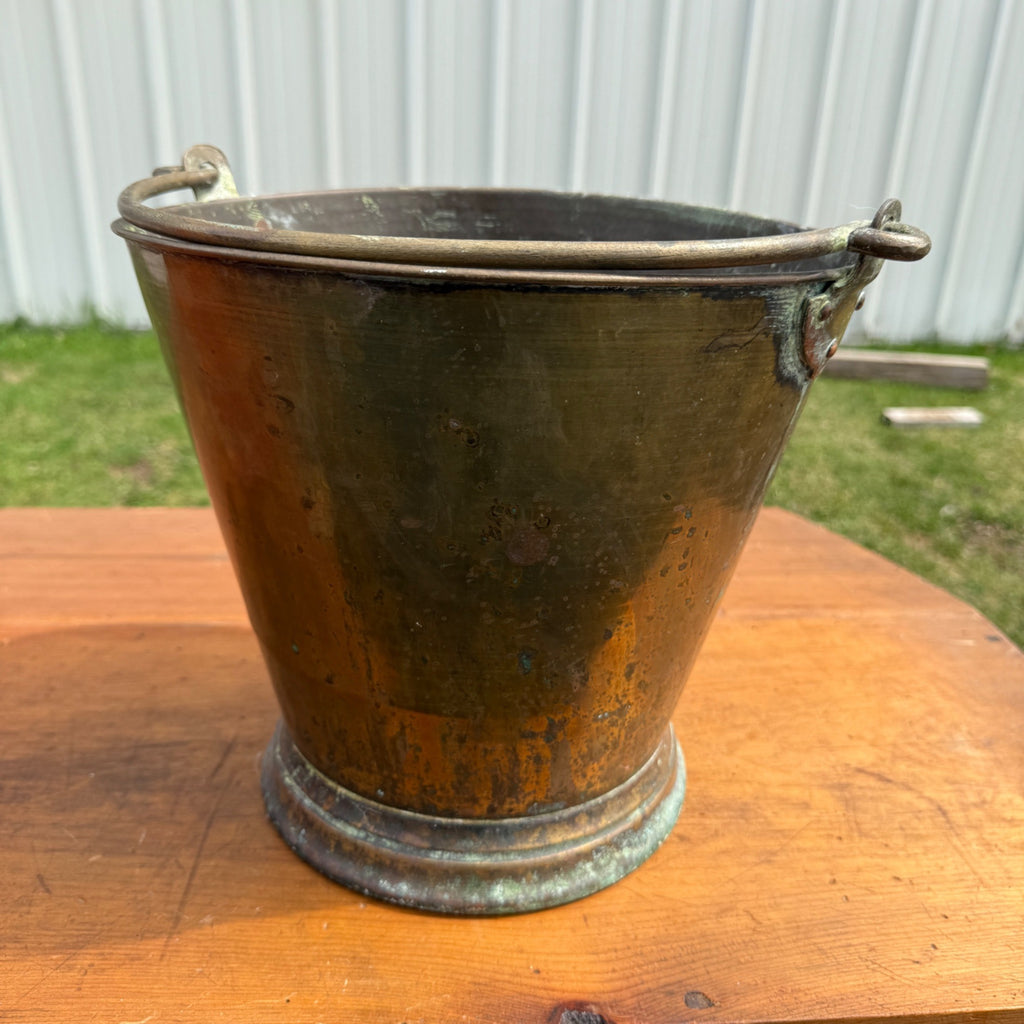 Antique Primitive Solid Brass Pail Bucket Milk Maple Syrup Farmhouse