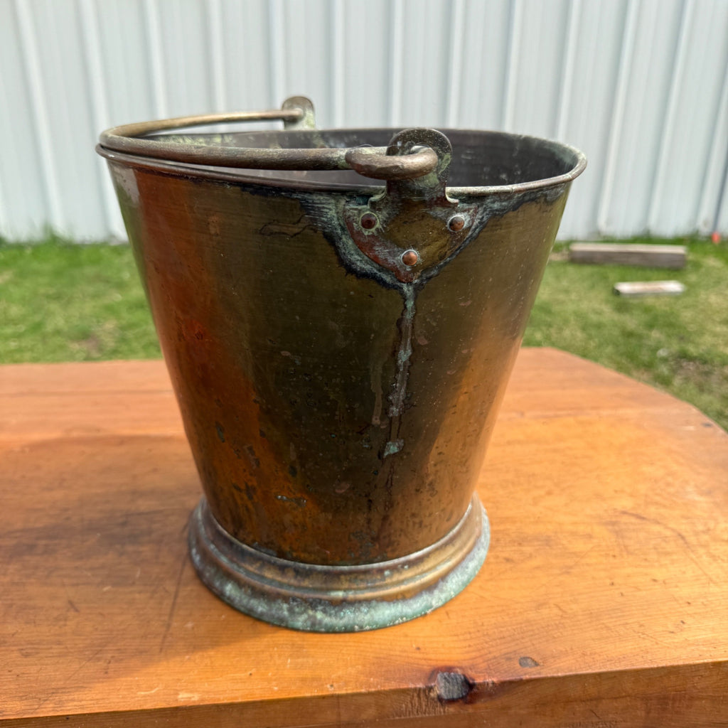 Antique Primitive Solid Brass Pail Bucket Milk Maple Syrup Farmhouse