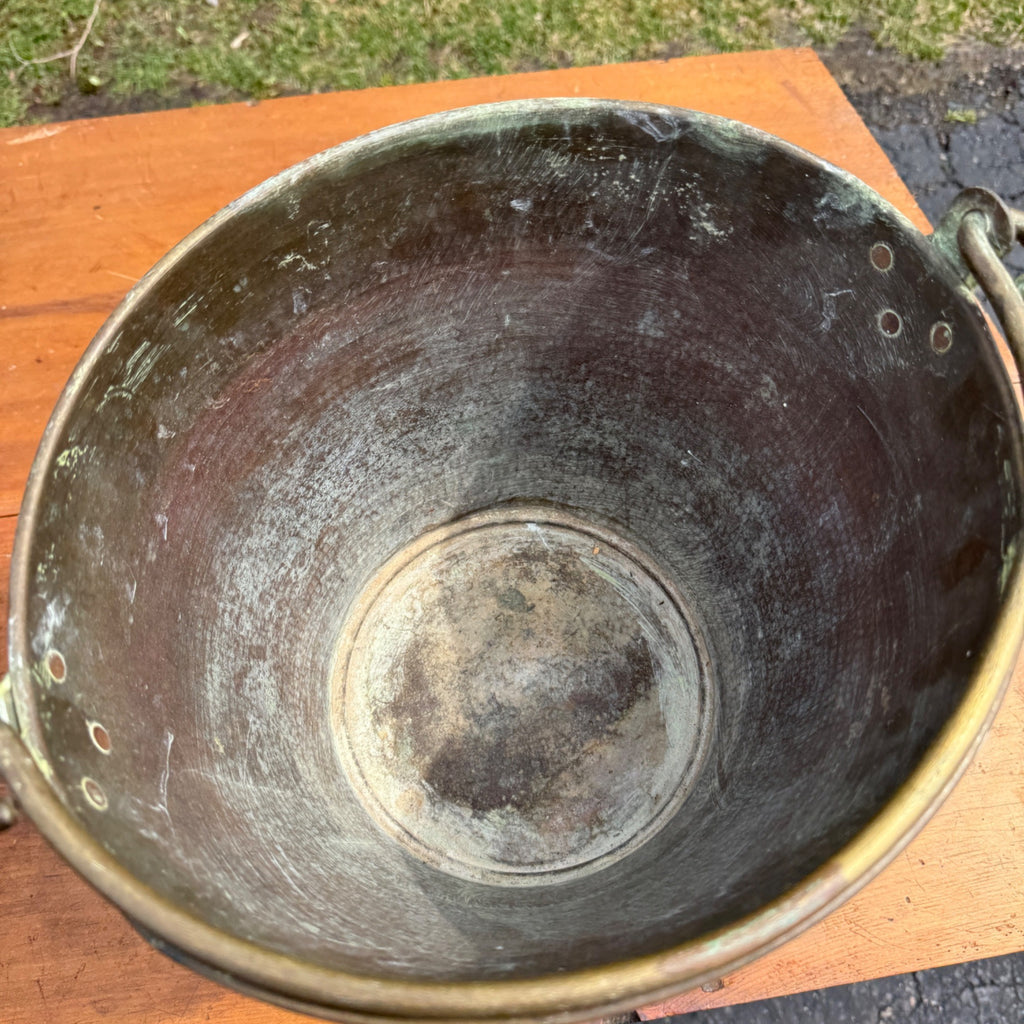 Antique Primitive Solid Brass Pail Bucket Milk Maple Syrup Farmhouse