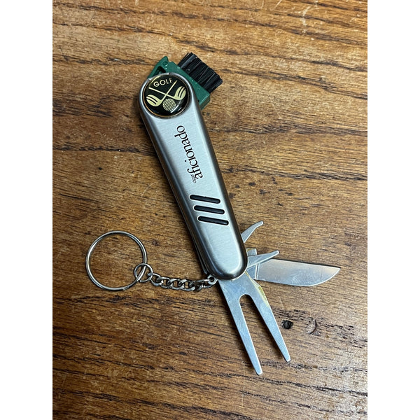 Golf Tool Branded CIGAR AFICIONADO Knife, Divot Repair, Brush, Key Ring
