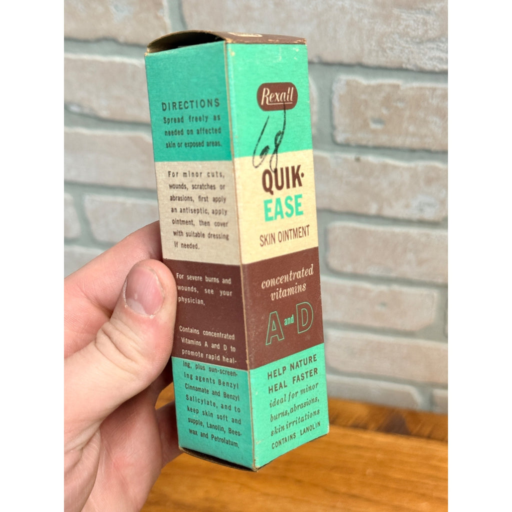 Vintage Rexall Quik-Ease Skin Ointment Tube & Box NOS