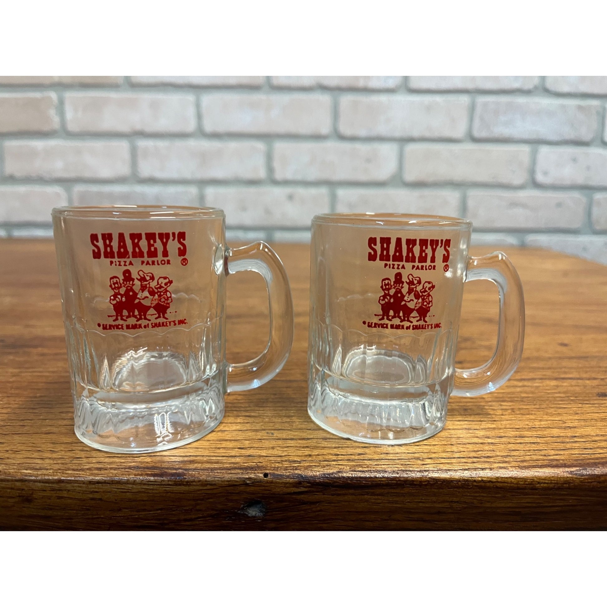 Vintage Shakey's Pizza Parlor Baby Mugs Glasses Lot 2 Restaurant Advertising