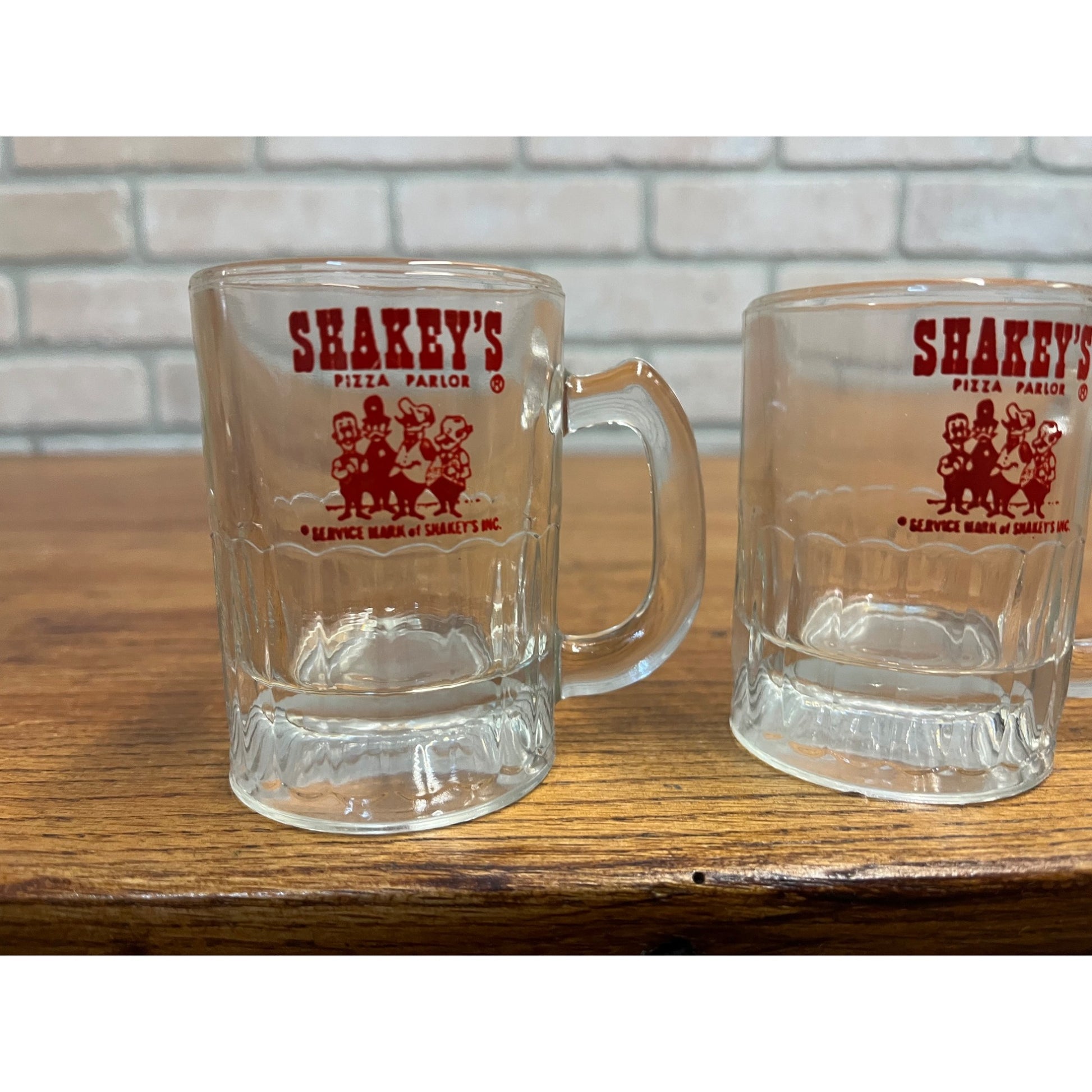 Vintage Shakey's Pizza Parlor Baby Mugs Glasses Lot 2 Restaurant Advertising