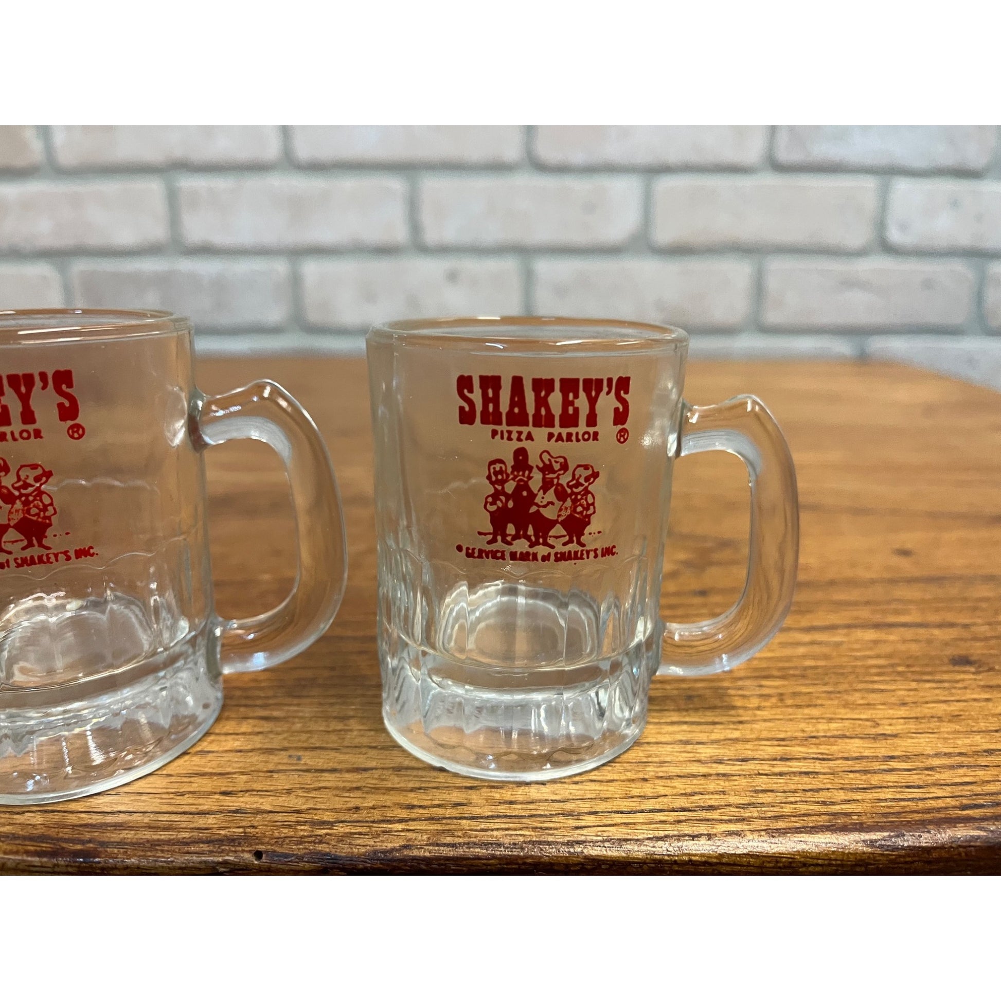 Vintage Shakey's Pizza Parlor Baby Mugs Glasses Lot 2 Restaurant Advertising