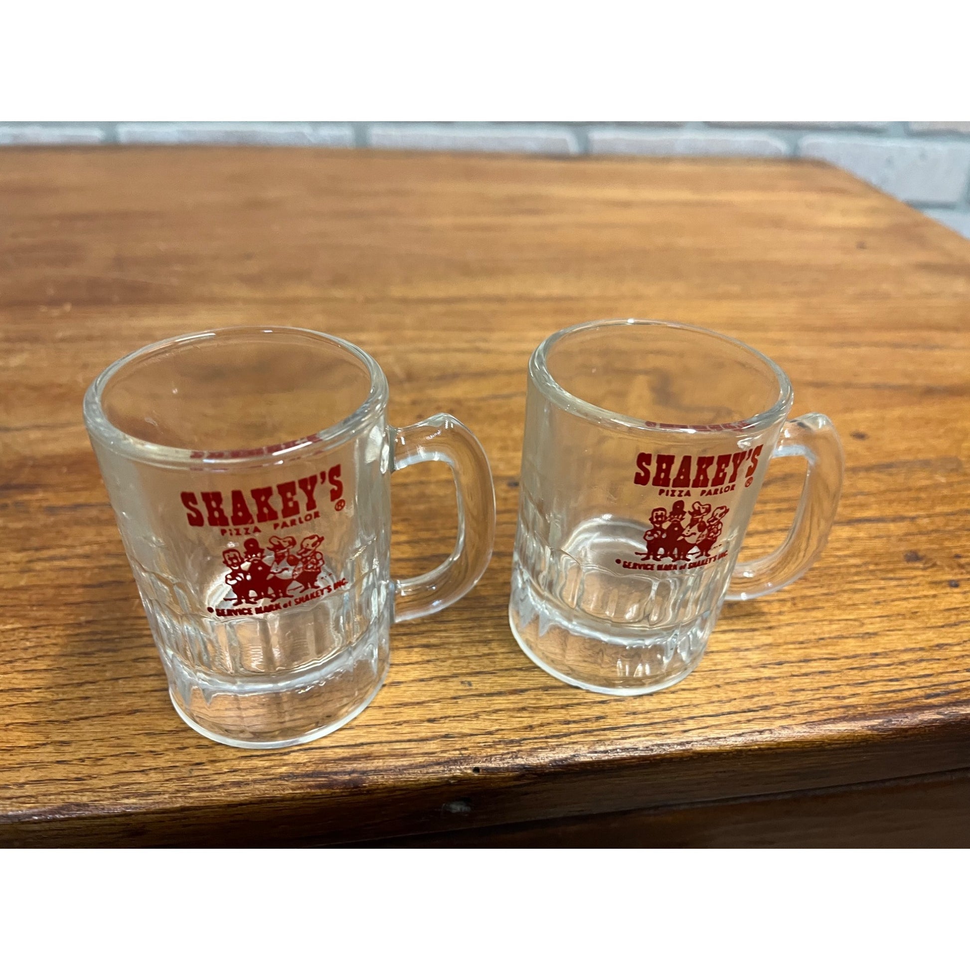 Vintage Shakey's Pizza Parlor Baby Mugs Glasses Lot 2 Restaurant Advertising