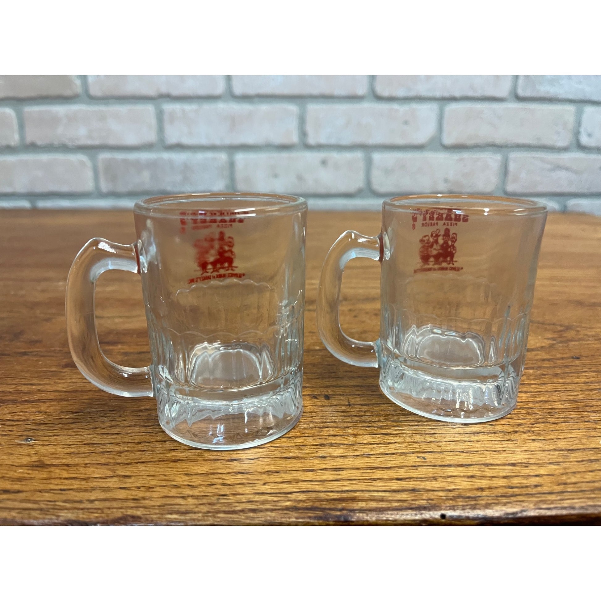 Vintage Shakey's Pizza Parlor Baby Mugs Glasses Lot 2 Restaurant Advertising