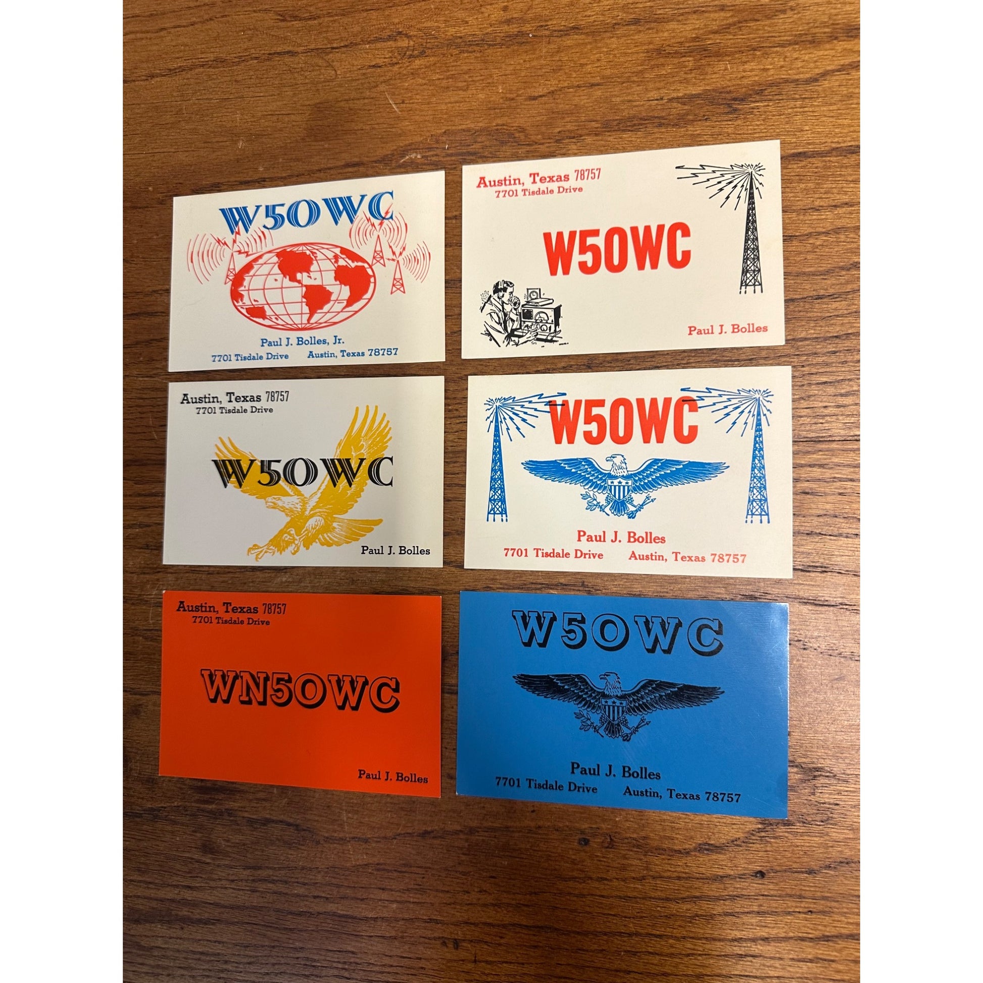 Vintage Lot (6) W50WC Austin Texas Amateur Radio Postcards Paul Bolles TX