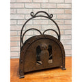 Antique Arts & Crafts Hammered Iron Owl Magazine Rack Newspaper Holder