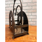 Antique Arts & Crafts Hammered Iron Owl Magazine Rack Newspaper Holder