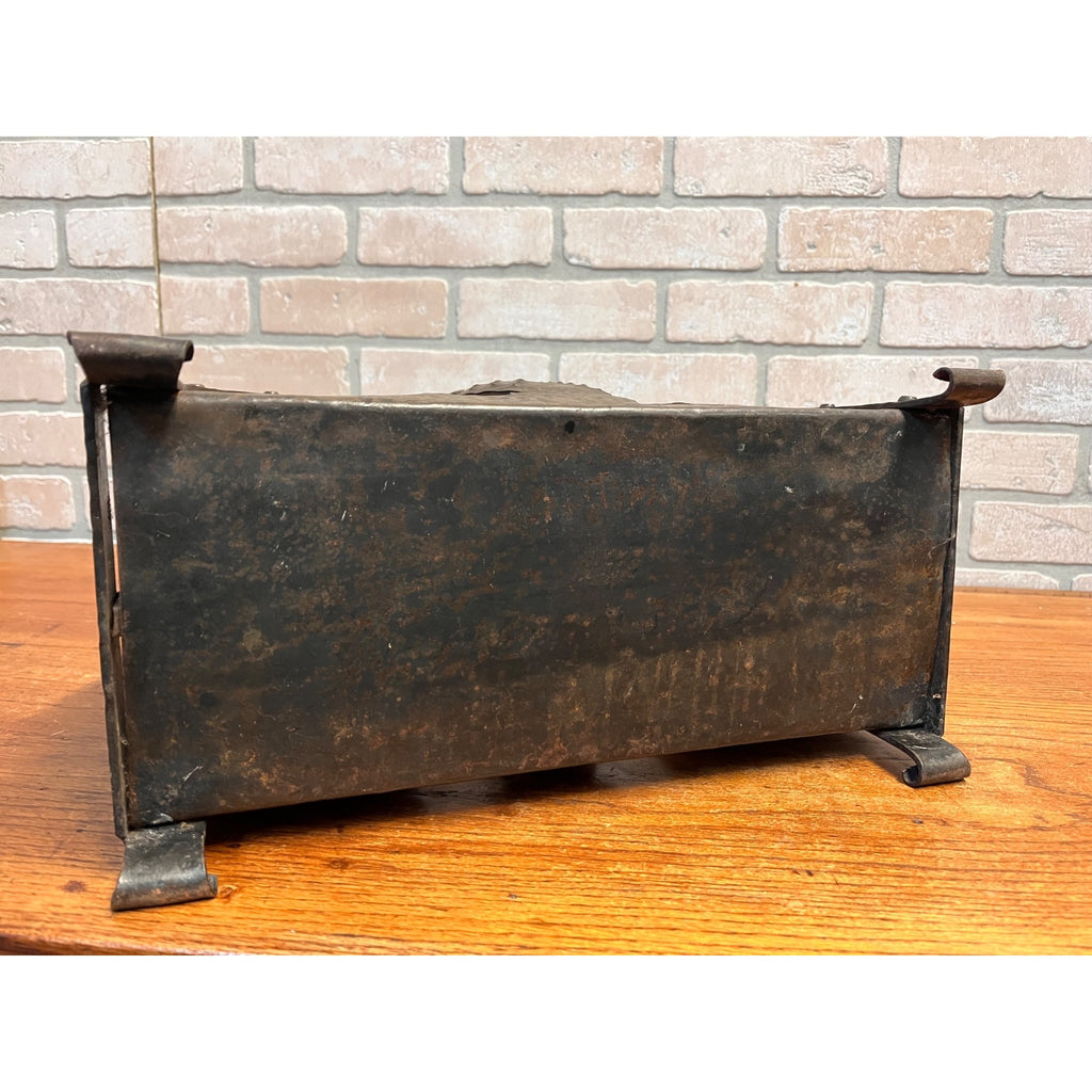Antique Arts & Crafts Hammered Iron Owl Magazine Rack Newspaper Holder
