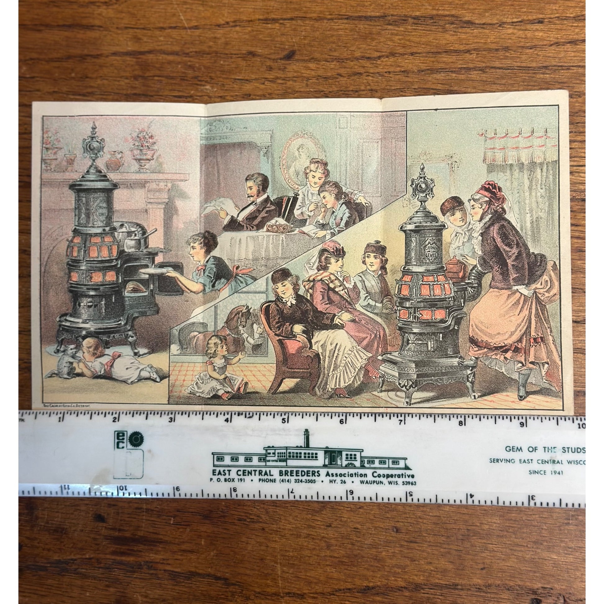 Detroit Stove Works Crown Jewel Base Burners 3 Panel Trade Card Folder