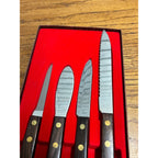 Vintage MCM Burnco Knife Set 4pc Set Teak Wood Japan Butter Knife ++
