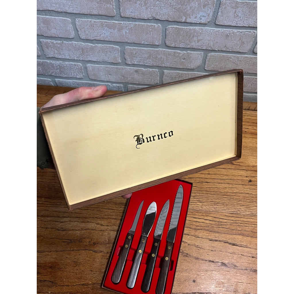 Vintage MCM Burnco Knife Set 4pc Set Teak Wood Japan Butter Knife ++