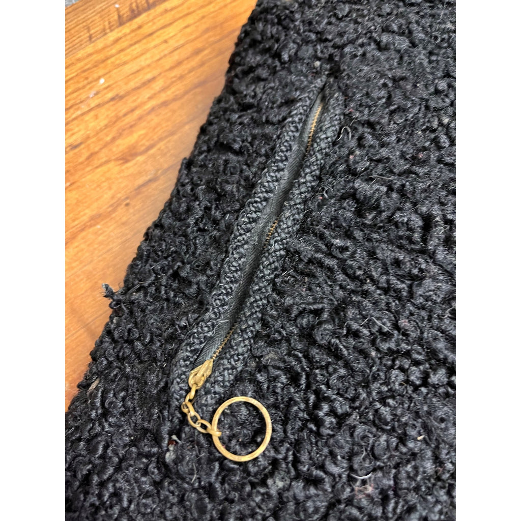 Antique Late Victorian Black Karakul (Persian) Lamb Fur Hand Warming Muff Winter Fashion Accessory