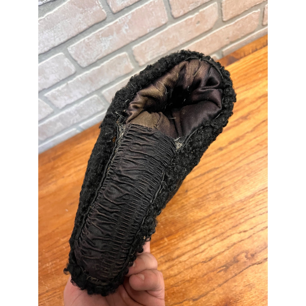 Antique Late Victorian Black Karakul (Persian) Lamb Fur Hand Warming Muff Winter Fashion Accessory