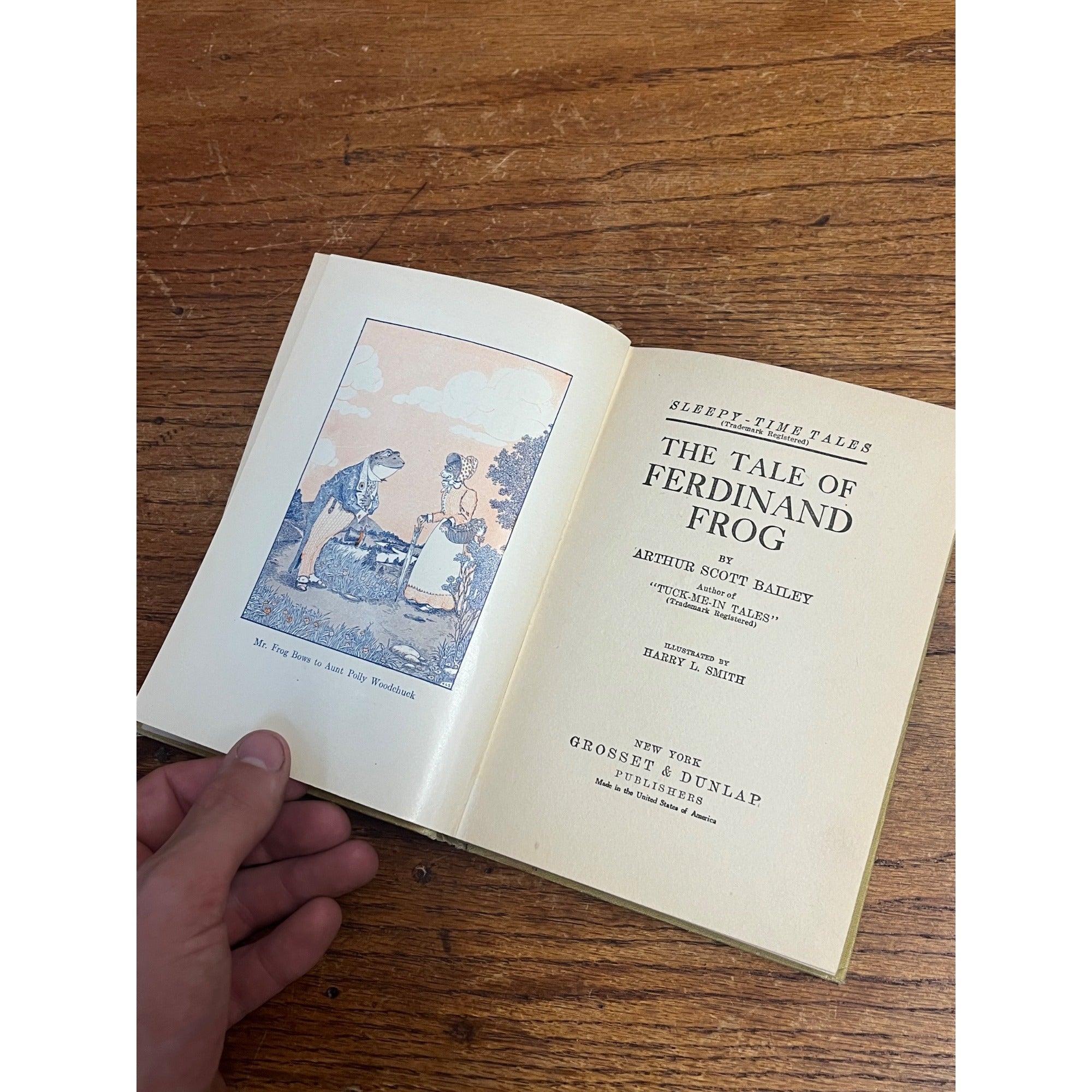 1918 Hardcover The Tale of Ferdinand Frog By Arthur Scott Bailey Sleepy Time Tales Grosset & Dunlap New York