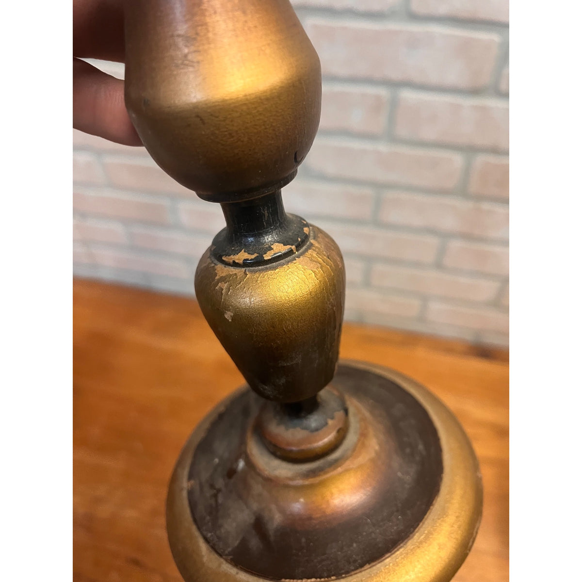 Antique Set (3) Turned Walnut Candle Holders Parsons Products Chicago Primitive Farmhouse