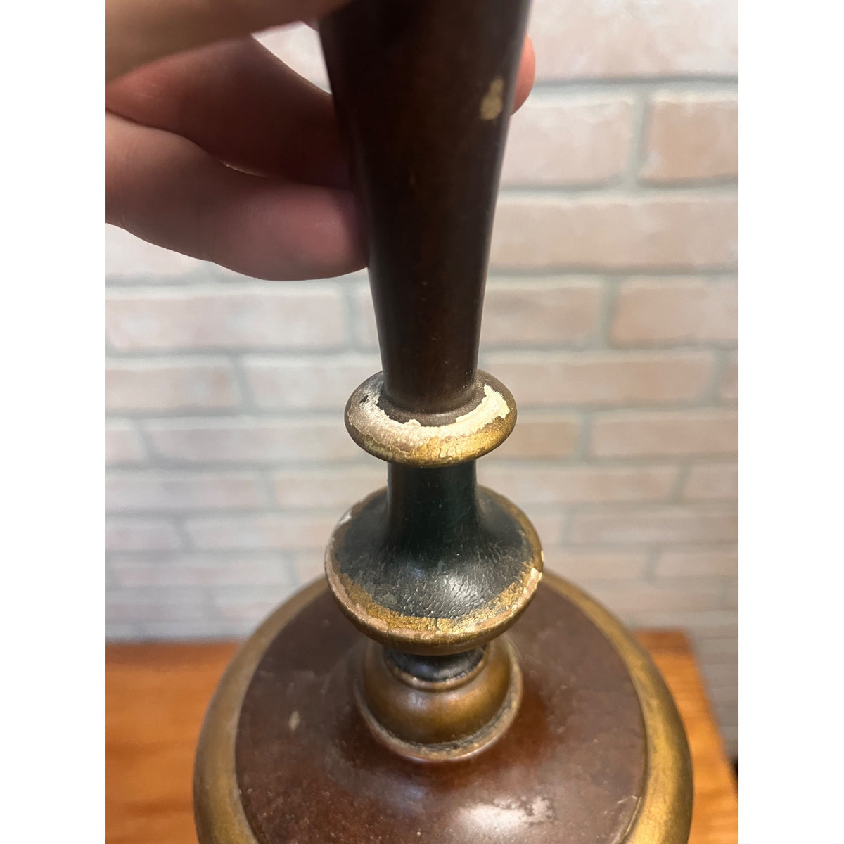 Antique Set (3) Turned Walnut Candle Holders Parsons Products Chicago Primitive Farmhouse