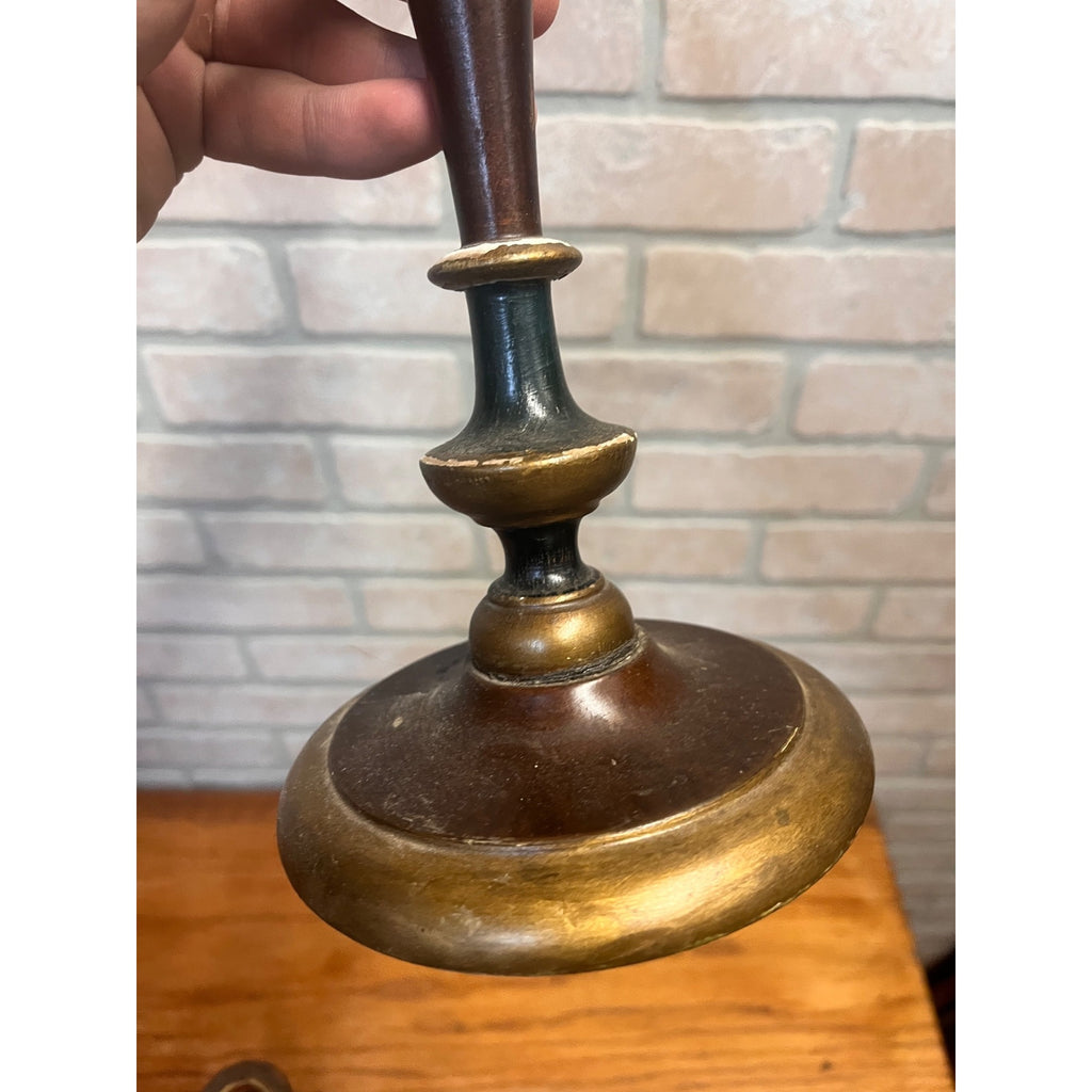 Antique Set (3) Turned Walnut Candle Holders Parsons Products Chicago Primitive Farmhouse