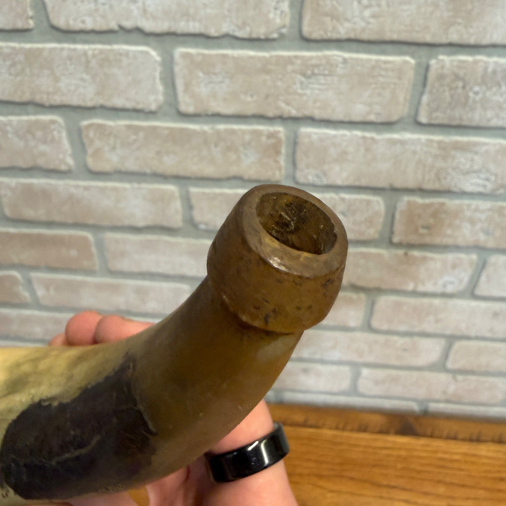 Antique 1800s Black Powder Carved Horn Civil War Era
