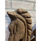 Antique Primitive 1900s Carved Horse Heads Architectural Salvage Folk Art AAFA